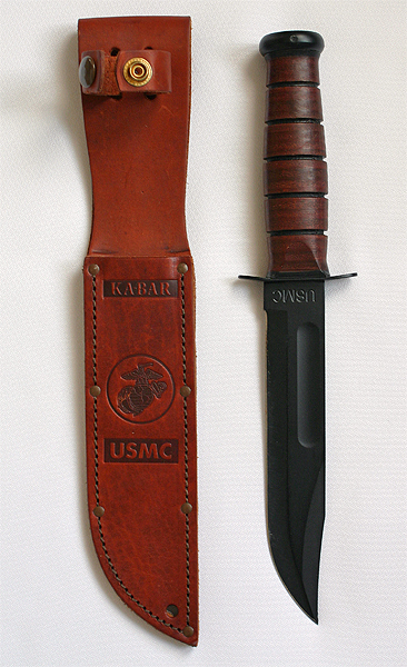 KA-BAR USMC Fighting/Utility Fixed Blade Knife with Brown Leather Sheath - The Most Essential Survival Gear / Equipment